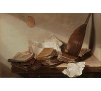 HRJUBWREE Retro Picture Art Painting Wall Poster Still Life with Books by Jan Davidsz De Heem Vintage Art Print for Office Decor 60x90cm