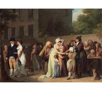 HRJUBWREE Retro Picture Art Painting Wall Poster the Card Sharp on the Boulevard by Louis Leopold Boilly Vintage Art Print for Office Decor 60x90cm