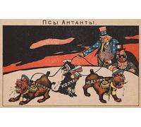 HRJUBWREE Retro Picture Art Painting Wall Poster the Dogs of the Entente Denikin Kolchak Yudenich by Deni Vintage Art Print for Home Decor 60x90cm