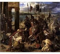 HRJUBWREE Retro Picture Art Painting Wall Poster The Entry of the into Constantinople Eugene Delacroix Vintage Art Print for Office Decor 60x90cm