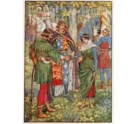 HRJUBWREE Retro Picture Art Painting Wall Poster the King Joins the Hands of Robin Hood and Maid Marian by Walter Crane Vintage Art Print for Office Decor 60x90cm