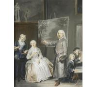 HRJUBWREE Retro Picture Art Painting Wall Poster the Painter with His Second Wife Maria Schaack by Cornelis Troost Vintage Art Print for Office Decor 60x90cm