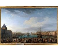 HRJUBWREE Retro Picture Art Painting Wall Poster the Port of Marseille in the Th Century Painting by Claude Vernet Vintage Art Print for Home Decor 60x90cm