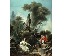 HRJUBWREE Retro Picture Art Painting Wall Poster the Progress of Love the Meeting by Jean Honore Fragonar Vintage Art Print for Home Decor 60x90cm