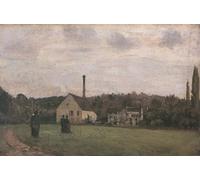 HRJUBWREE Retro Picture Art Painting Wall Poster the Smal Factory by Camille Jacob Pissarro Vintage Art Print for Office Decor 60x90cm
