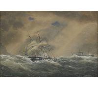HRJUBWREE Retro Picture Art Painting Wall Poster the Steam Frigate Svetlana by Aleksandr Karlovich Beggrov Vintage Art Print for Office Decor 60x90cm