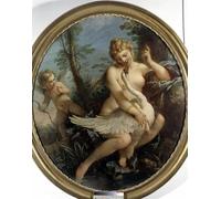 HRJUBWREE Retro Picture Art Painting Wall Poster the Swan Leda and the God Zeus by Charles Natoire Vintage Art Print for Home Decor 60x90cm