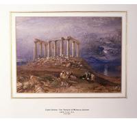 HRJUBWREE Retro Picture Art Painting Wall Poster the Temple of Minerva At Sunium Cape Colonna by Mallord William Turner Vintage Art Print for Home Decor 60x90cm