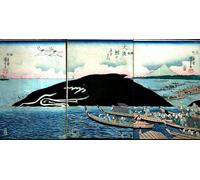 HRJUBWREE Retro Picture Art Painting Wall Poster Throng of People Around a Captured Animal by Utagawa Kuniyoshi Vintage Art Print for Office Decor 60x90cm