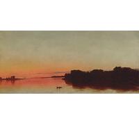 HRJUBWREE Retro Picture Art Painting Wall Poster Twilight on the Sound Darien Connecticut John Frederick Kensett Vintage Art Print for Office Decor 60x90cm