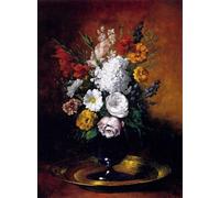 HRJUBWREE Retro Picture Art Painting Wall Poster Vase De Fleurs by Germain Theodure Clement Ribot Vintage Art Print for Home Decor 60x90cm