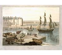 HRJUBWREE Retro Picture Art Painting Wall Poster Weymouth Harbour From a Around Great Britain Undertaken by William Daniell Vintage Art Print for Office Decor 60x90cm