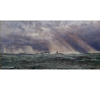 HRJUBWREE Vintage Poster Photo Wall Print Mural Artwork a North West Gale off the Longships Lighthouse by Brett Art Prints Painting for Home Decor 60x90cm