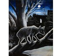 HRJUBWREE Vintage Poster Photo Wall Print Mural Artwork Bear in the Moonlit Night by Niko Pirosmani Art Prints Painting for Office Decor 60x90cm
