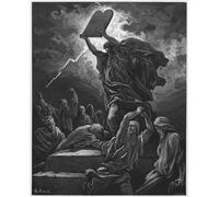 HRJUBWREE Vintage Poster Photo Wall Print Mural Artwork Bible Moses Breaking the Tables of the Law by Gustave Dore Art Prints Painting for Office Decor 60x90cm