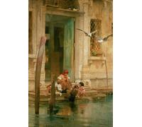 HRJUBWREE Vintage Poster Photo Wall Print Mural Artwork by the Canal Venice by Marcus Stone Art Prints Painting for Office Decor 60x90cm