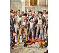 HRJUBWREE Vintage Poster Photo Wall Print Mural Artwork Cock-fighting in London in the Late by Tancredi Scarpelli Art Prints Painting for Home Decor 60x90cm