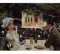HRJUBWREE Vintage Poster Photo Wall Print Mural Artwork Dinner At the Ambassadors by Jean Beraud Art Prints Painting for Home Decor 60x90cm