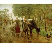 HRJUBWREE Vintage Poster Photo Wall Print Mural Artwork Dutch village street by Max Liebermann Art Prints Painting for Home Decor 60x90cm