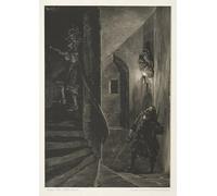 HRJUBWREE Vintage Poster Photo Wall Print Mural Artwork Essay on Stone with Brush and Scraper: on the Winding Staircase by Adolph Menzel Art Prints Painting for Home Decor 60x90cm