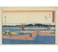 HRJUBWREE Vintage Poster Photo Wall Print Mural Artwork Ferry on the Tenryu River At Mitsuke by Utagawa Hiroshige Art Prints Painting for Home Decor 60x90cm