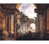 HRJUBWREE Vintage Poster Photo Wall Print Mural Artwork Imaginary View of Thegalerie in the Louvre in Ruins by Hubert Robert Art Prints Painting for Office Decor 60x90cm