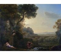 HRJUBWREE Vintage Poster Photo Wall Print Mural Artwork Landscape with Narcissus and Echo by Claude Lorrain Art Prints Painting for Home Decor 60x90cm