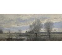 HRJUBWREE Vintage Poster Photo Wall Print Mural Artwork Palluel Boater in the Marshes by Jean Baptiste Camille Corot Art Prints Painting for Home Decor 60x90cm