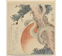 HRJUBWREE Vintage Poster Photo Wall Print Mural Artwork Snake Coiled Around a Pine Tree Before the Rising Sun by Keisai Eisen Art Prints Painting for Home Decor 60x90cm