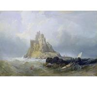 HRJUBWREE Vintage Poster Photo Wall Print Mural Artwork St Michael's Mount Cornwall by William Clarkson Stanfield Art Prints Painting for Office Decor 60x90cm