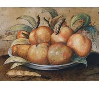 HRJUBWREE Vintage Poster Photo Wall Print Mural Artwork Still Life with Peaches and Carob by Giovanna Garzoni Art Prints Painting for Office Decor 60x90cm
