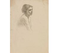 HRJUBWREE Vintage Poster Photo Wall Print Mural Artwork Study of the head and shoulders of a female Sir George Clausen Art Prints Painting for Home Decor 60x90cm