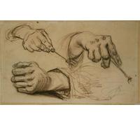 HRJUBWREE Vintage Poster Photo Wall Print Mural Artwork Study Three Hands Two Holding Forks F R Jh by Vincent Van Gogh Art Prints Painting for Home Decor 60x90cm