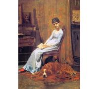 HRJUBWREE Vintage Poster Photo Wall Print Mural Artwork the Artist's Wife and His Setter Dog by Thomas Eakins Art Prints Painting for Office Decor 60x90cm