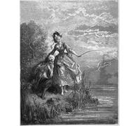 HRJUBWREE Vintage Poster Photo Wall Print Mural Artwork the Fishes and the Shepherd Who Plays the Flute by Gustave Dore Art Prints Painting for Home Decor 60x90cm