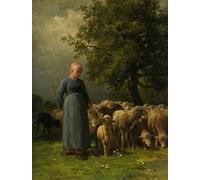 HRJUBWREE Vintage Poster Photo Wall Print Mural Artwork the Missing Flock by Charles Emile Jacque Art Prints Painting for Home Decor 60x90cm