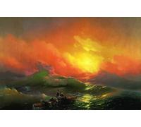 HRJUBWREE Vintage Poster Photo Wall Print Mural Artwork the Ninth Wave by Ivan Constantinovich Ayvazovsky Art Prints Painting for Office Decor 60x90cm