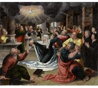 HRJUBWREE Vintage Poster Photo Wall Print Mural Artwork the Pentecost Circa by Bernard Van Orley Art Prints Painting for Home Decor 60x90cm