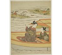 HRJUBWREE Vintage Poster Photo Wall Print Mural Artwork Two Beauties in a Boat by Famous Artist Art Prints Painting for Home Decor 60x90cm