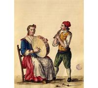 HRJUBWREE Vintage Poster Photo Wall Print Mural Artwork Venetian Musician by Jan Van Grevenbroeck Art Prints Painting for Office Decor 60x90cm