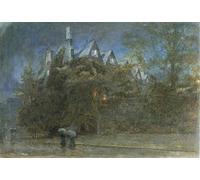 HRJUBWREE Vintage Poster Photo Wall Print Mural Artwork View From the Entrance to Meadow Building by Albert Goodwin Art Prints Painting for Home Decor 60x90cm
