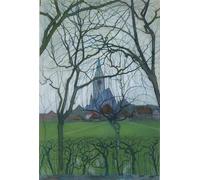 HRJUBWREE Vintage Poster Photo Wall Print Mural Artwork Village Church by Piet Mondrian Art Prints Painting for Office Decor 60x90cm