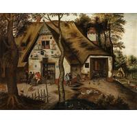 HRJUBWREE Vintage Poster Photo Wall Print Mural Artwork Village Scene with a Tavern in St Michael by Pieter Brueghel the Younger Art Prints Painting for Home Decor 60x90cm
