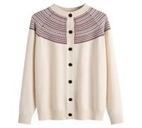 Hrjxfpt Fairisle Norwegian Jumpers Women's Fun Autumn/Winter Retro Flower Long Sleeve Button Knitted Cardigan Sweater Halloween Christmas Ski Turtle Neck Tops Travelling Essentials Pullover for Mom