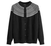 Hrjxfpt Fairisle Norwegian Jumpers Women's Fun Autumn/Winter Retro Flower Long Sleeve Button Knitted Cardigan Sweater Halloween Christmas Ski Turtle Neck Tops Travelling Essentials Pullover for Mom