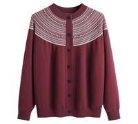 Hrjxfpt Fairisle Norwegian Jumpers Women's Fun Autumn/Winter Retro Flower Long Sleeve Button Knitted Cardigan Sweater Halloween Christmas Ski Turtle Neck Tops Travelling Essentials Pullover for Mom