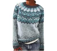 Hrjxfpt Fairisle Norwegian Jumpers Women's Fun Autumn Winter Retro Flower Long Sleeve Button Knitted Cardigan Sweater Halloween Christmas Ski Long Tops for Women UK Office Essentials Pullover for Mom