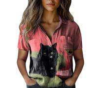 Hrjxfpt Ladies Linen Tops 16 Puff Sleeve Sequin Spring T Shirt My Orders Women Cotton Shirt Printed Fashion Down Daily Casual Top Short Sleeve Blouse (01-F-Pink, XXXL)