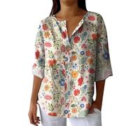 Hrjxfpt Ladies Linen Tops Green Elegant Summer T Shirt Warehouse Clearance Ladies' Fashion Printed Single Button Long Sleeve Top (01-B-Yellow, XXXXXL)