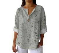 Hrjxfpt Ladies Linen Tops Long Pleated Office Suits Womens Clothes Sale Clearance Ladies' Fashion Printed Single Long Sleeve Top (01-D-Grey, M)